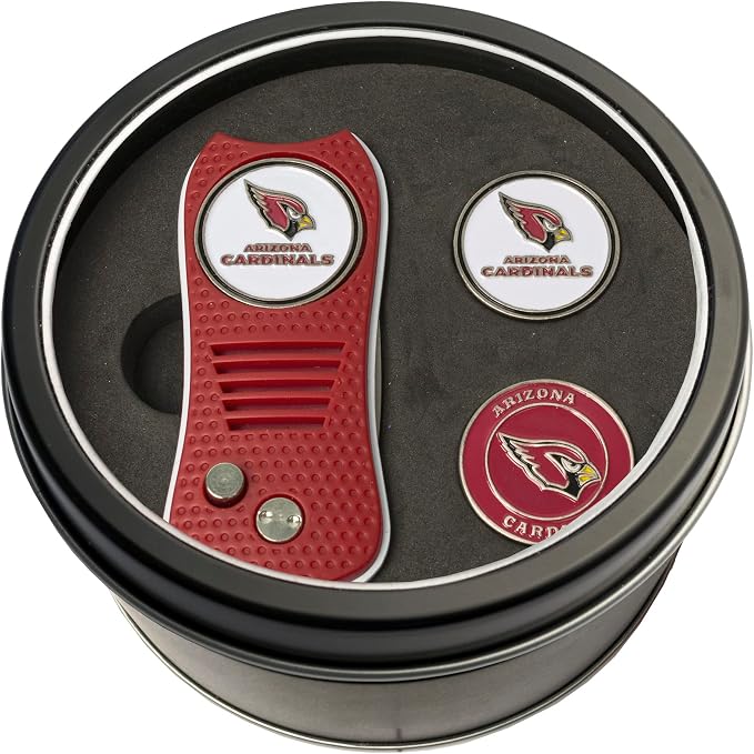 Team Golf NFL Gift Set Retractable Divot Tool with 3 Double-Sided Magnetic Ball Markers, Patented Single Prong Design, Causes Less Damage to Greens, Retractable Mechanism