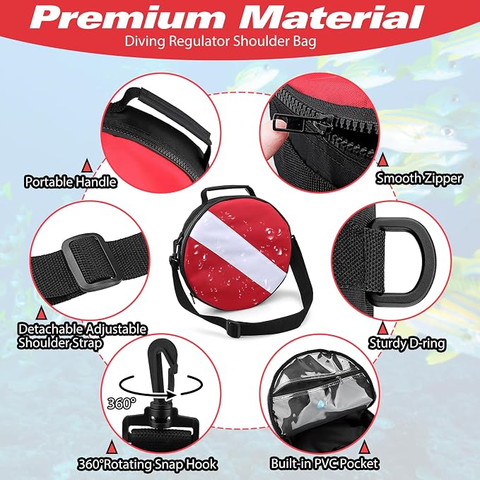 Portable Scuba Regulator Bag, Professional Diving Travel Bags Protective Gear Carry Handbag with Adjustable Shoulder Strap for Divers