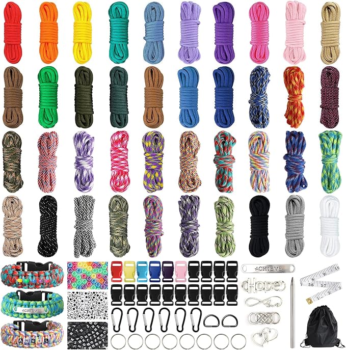 GNILLKO Paracord Bracelet Kit - 40 Colors, 10 Feet, Complete Accessories for Making Bracelets, Lanyards, Dog Collar