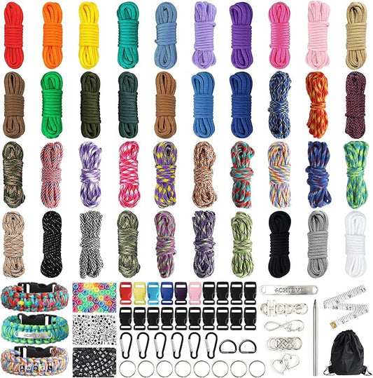 GNILLKO Paracord Bracelet Kit - 40 Colors, 10 Feet, Complete Accessories for Making Bracelets, Lanyards, Dog Collar
