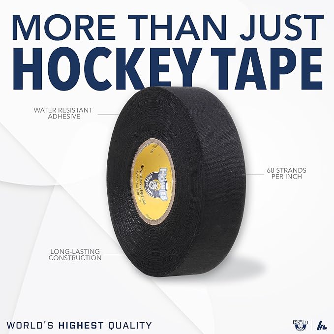 Howies Hockey Tape | 6-Pack Combos of Cloth Stick Tape (White/Black) & Shin Pad Tape (Clear) | Pro Grip & Durability | Made in USA