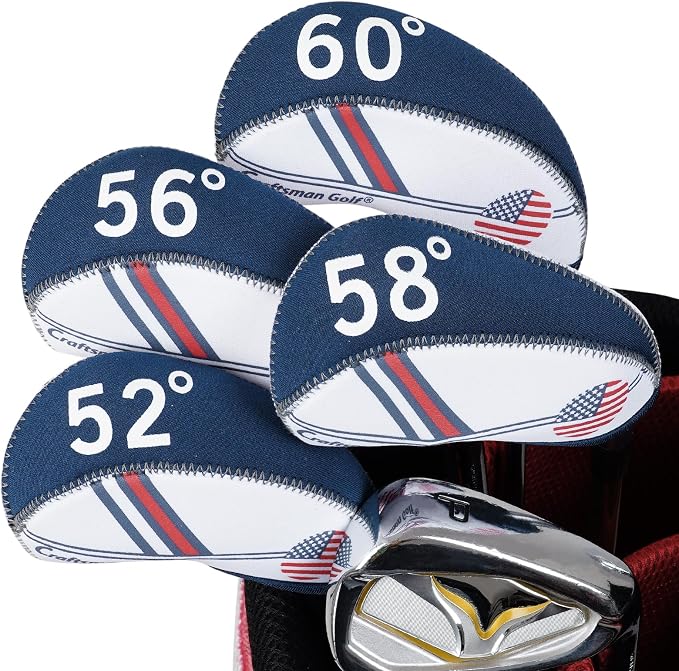 Craftsman Golf US Flag Neoprene Golf Club Head Cover Wedge Iron Protective Headcover for Callaway, Ping, Taylormade, Cobra, Etc.