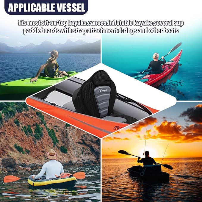 Thickened Kayak Seats - Premium Shockproof Seats with Back Support for Kayaking, Canoeing, Fishing, Paddle Boarding - Comfort, Versatility and Extra Storage