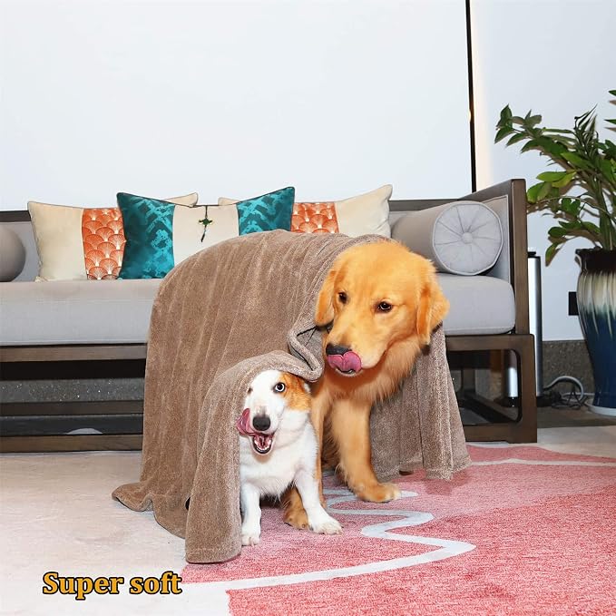Dogvingpk Extra Large Dog Towel 1 Pack, Super Absorbent Soft Quick Drying Microfiber Pet Bath Towels for Large & Medium Dogs (XL-55" * 36", Brown)