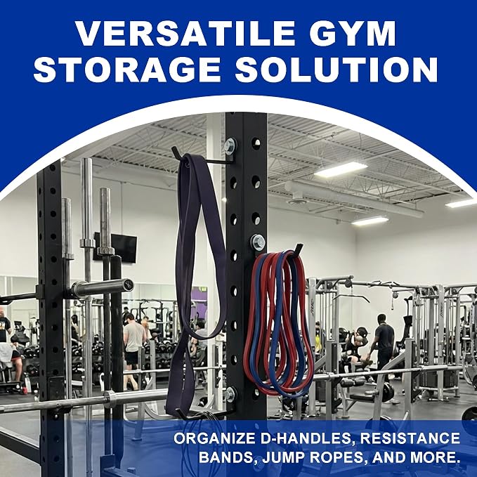 Squat Rack Storage Hooks for 5/8" & 1" Holes, Power Rack Storage Holder for Cable Machine Attachments, Resistance Bands & Gym Accessories