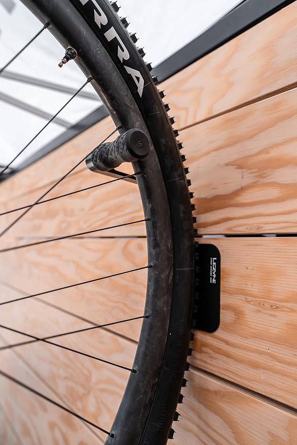 LEZYNE CNC Alloy Wheel Hook | Versatile Durable Aluminum Bicycle Wall Mount with 2 Tire Plates | Holds Up to 70lbs | Vertical 3-Piece Storage System, Mounting Hardware Included | bike-racks