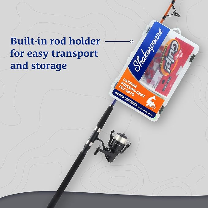 Shakespeare Catch More Fish Spinning Reel and Fishing Rod Combo with Kit