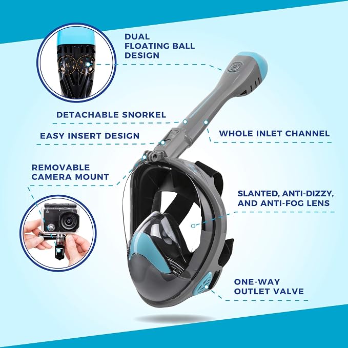 Seavenger Nautilus Full Face Snorkel Mask with New Breathing System