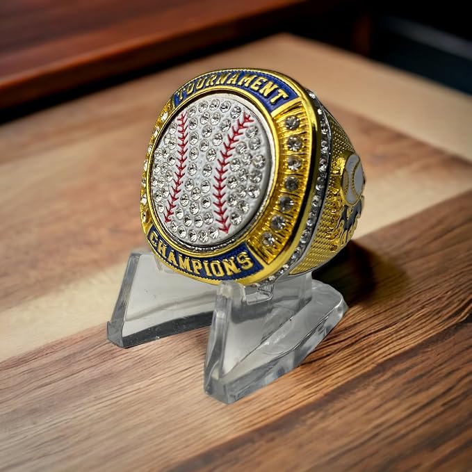 Legacy Rings 1 or 12 Pack Softball Baseball Championship Trophy Ring Tournament Champions or Finalists Silver-Tone Clear