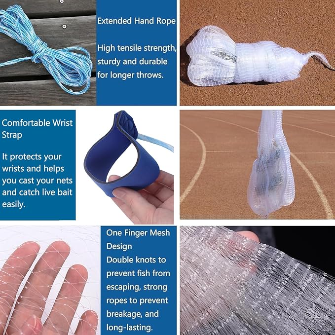 Lawaia Fishing Cast Net Casting Traditional Throw Nets Easy to Use Monofilament Material Durable and Efficient Ideal for Freshwater Saltwater Fish Shrimp Minnow Bait