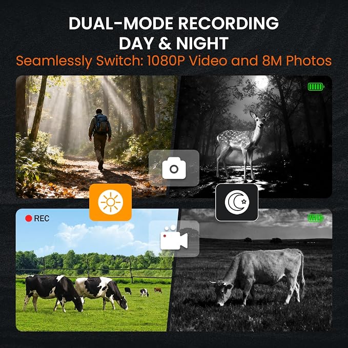 BIBIRE Night Vision Monocular, Head Mounted Night Vision Monocular 8X Digital Infrared NVG with 32GB SD Card for Surveillance Camping Observation