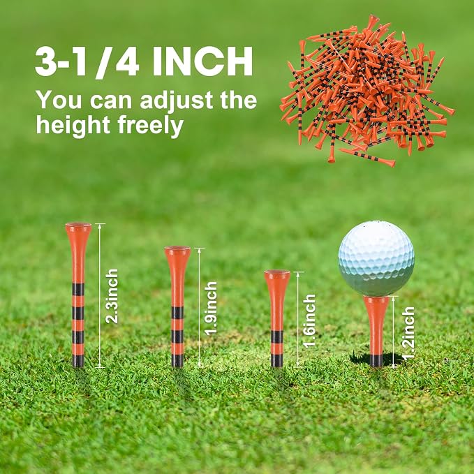 Vinsot 1000 Pcs Golf Tees Bulk 3-1/4'' Wooden Tees for Driving Range, Golf Club Accessories for Men Dad