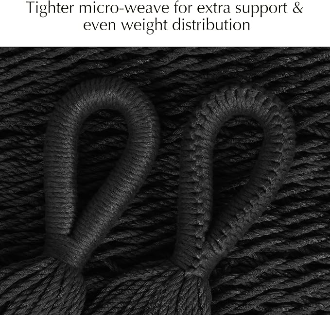 PNAEUT Handwoven Mayan Hammock, Thick Soft Rope Double Hammock for Outdoor Outside & Indoor, 600 lbs Capacity Heavy-Duty, Includes Tree Straps, Carabiners & Carrying Bag (Sombra Negra, X-Large)