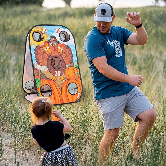 JOYIN Thanksgiving Portable Collapsible 5 Holes Toss Game Board with 8 Bean Bags for Outdoor Indoor Yard Games, Backyard Party and Thanksgiving Theme Party Favor Supplies