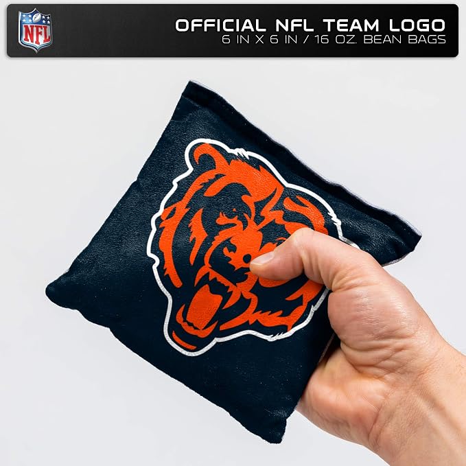 NFL Pro Football Dual Sided Bean Bags by Wild Sports, 8 Count, Premium Toss Bags for Cornhole Set - Great for Tailgates, Outdoors, Backyard
