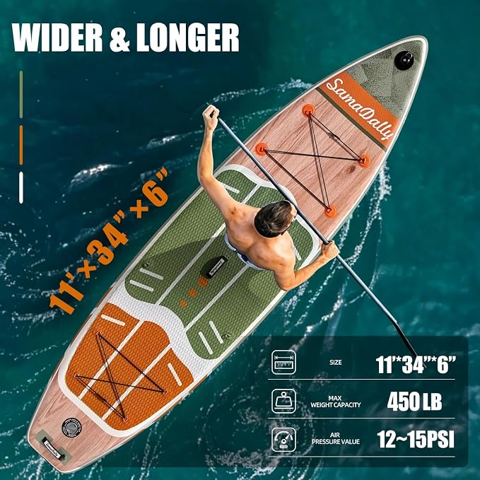 Inflatable Stand Up Paddle Board - Ultra Stable Wide Paddle Boards of All Skill Levels, Full-Color Gradient Design, Anti-Slip EVA Deck with Premium Accessories