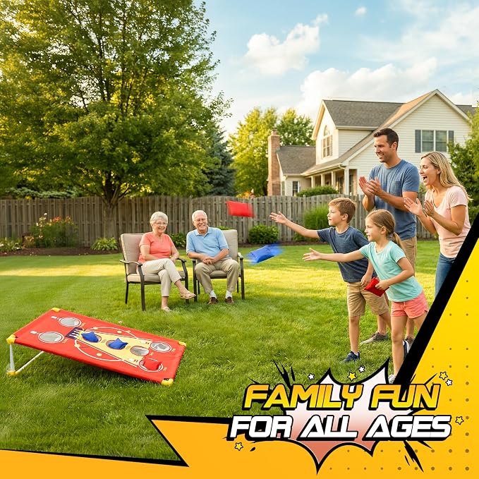 3 in 1 Cornhole Board Set Arcade Roll and Score & Bean Bag Toss & Ball Toss Game, Outdoor Carnival Party Corn Hole Outside Toys for Kids Adults, Yard Backyard Field Day Camping Family Reunion Game