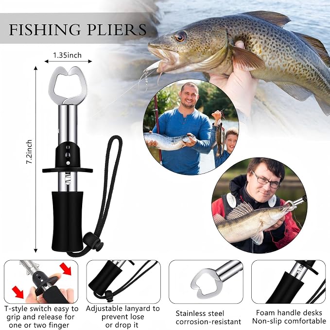 Sosation 134 Pcs Fishing Tool Fishing Tackle Box Kit and Equipment for Adults Beginner Gift, Hook Remover, Pliers Kit, Backpack Tackle Container Lures, Lip Gripper, Weigh Scale