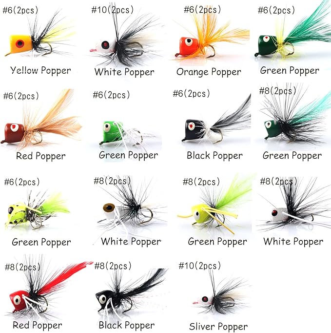 Fly Fishing Flies Assortment Kit Dry Wet Nyphms Tenkara Popper Streamer Woolly Bugger for Trout Bass Salmon Steelhead with Fly Box