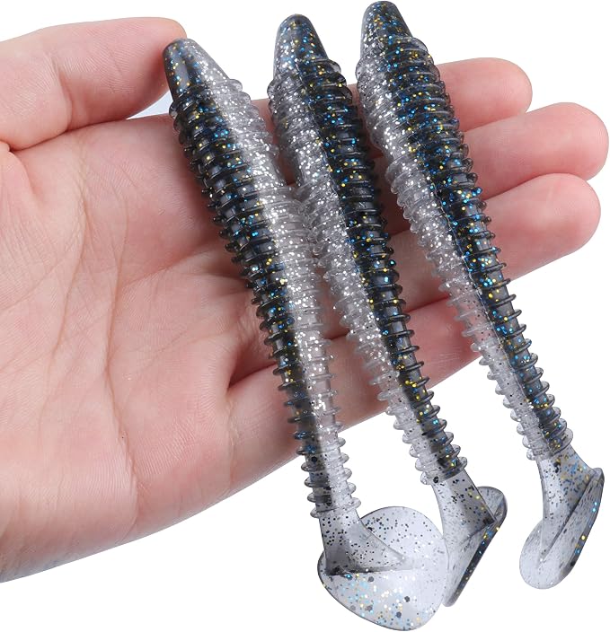 Paddle Tail Swimbaits 100/80/50PCS, 5/4/3/2 inch Soft Fishing Lures Bulk Pack – Durable Lifelike Action Lures for Bass, Trout, Crappie – Freshwater & Saltwater Fishing Gifts