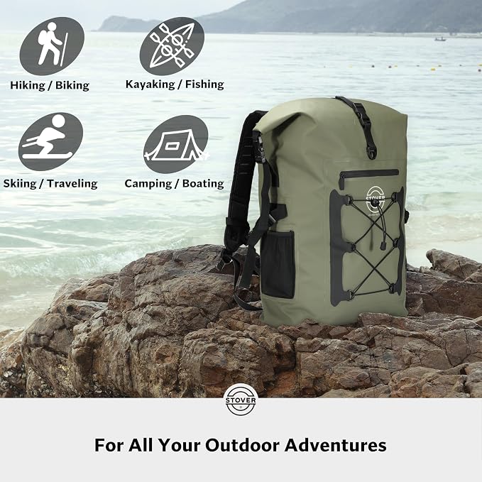 STOVER 5/10/25/30/40/55L Waterproof Dry Bag- Roll-Top Backpack w/Phone Case- Kayaking, Hiking, Camping, Boating- Men/Women