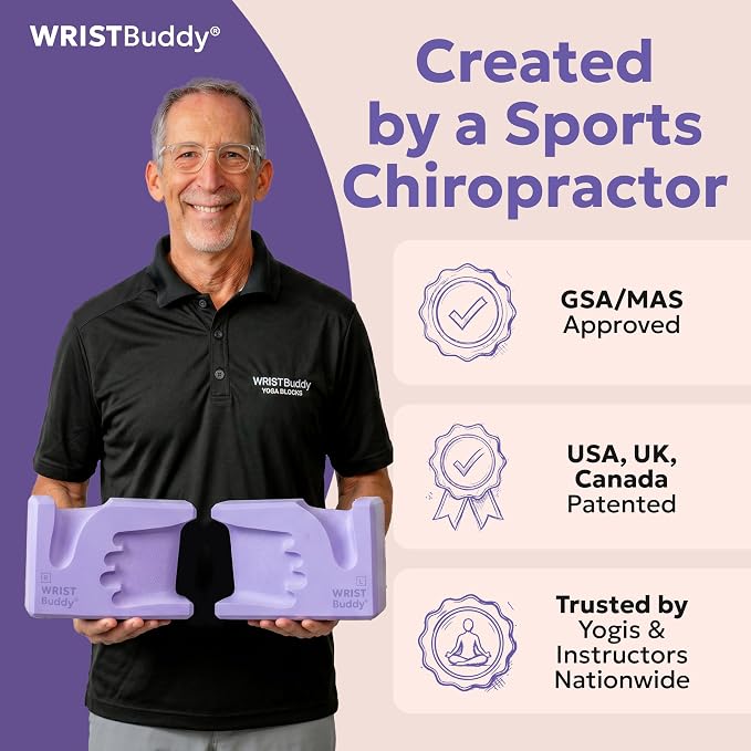 WRISTBuddy® Yoga Blocks 2-Pack (Left + Right) — Ergonomic, Hand-Shaped EVA Blocks for Wrist Relief & Better Grip | Doctor-Designed Support for Yoga, Pilates, Handstands, Push-Ups & Rehab