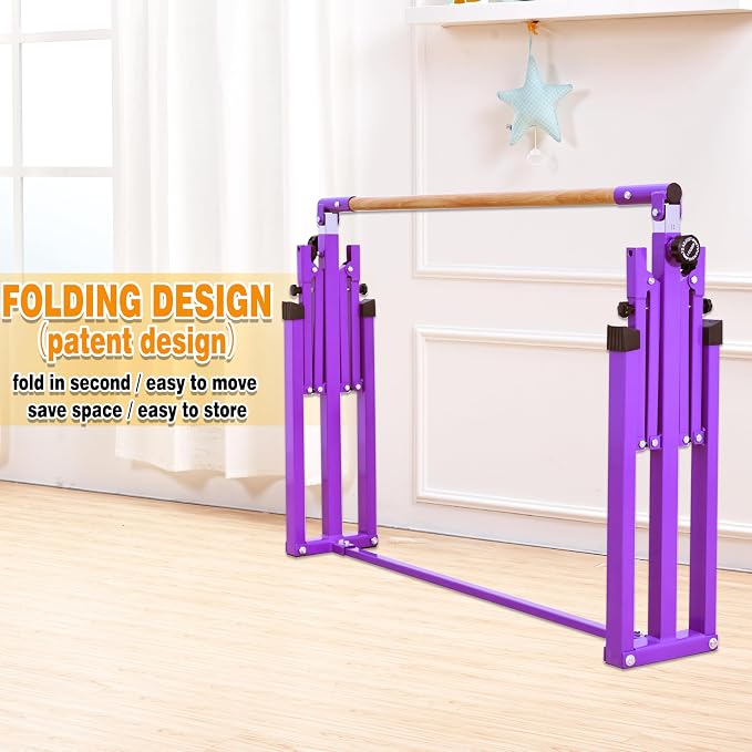 MARFULA 4FT/5FT Gymnastic Bar Set Gymnastics Kip Bar with 5 Ft Length 4Ft Inner Width 5ft Adjust Height Gymnastics Training Bar Equipment for Kids Professional Training Home and Club Use