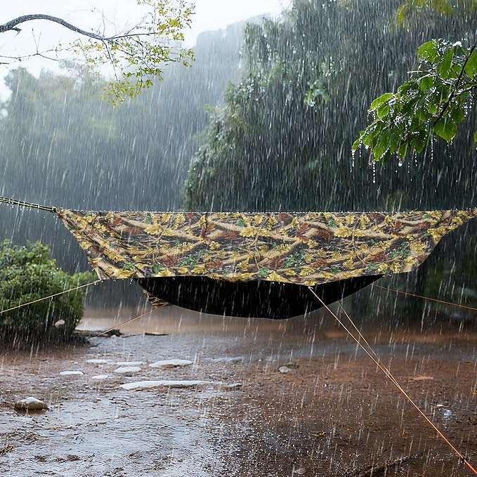 Night Cat Camping Hammock Tent: Lightweight Portable 4 in 1 Hammock with Rain Tarp and Mosquito Net for Hiking Jungle Outdoor