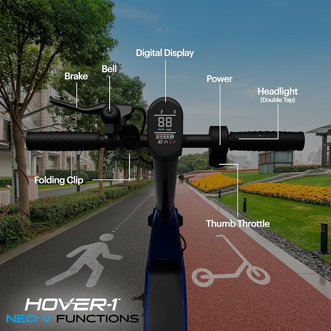 Hover-1 Neo Family Foldable Electric Scooter with 300W/250W/200W Rated Brushless Motor, 16/14/12 mph Max Speed, 8.5"/6.5” Wheels, 10/7 Mile Range Commuting Scooter for Kids & Teens Aged 4 to 16