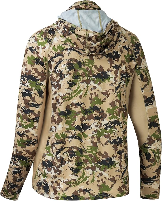 BASSDASH Men's UPF 50+ Camo Long Sleeve Hunting Fishing Hoodie Shirt