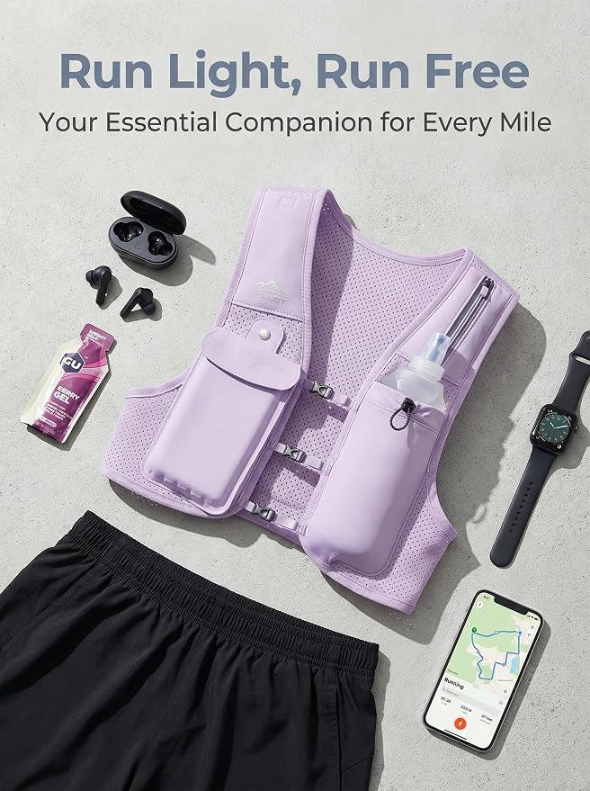Zelvot Running Vest for Women Men, Adjustable Running Phone Holder Vest, USA Original Patent, Running Hydration Vest with 500ml Soft Flask, Reflective Running Backpack for Hiking Cycling