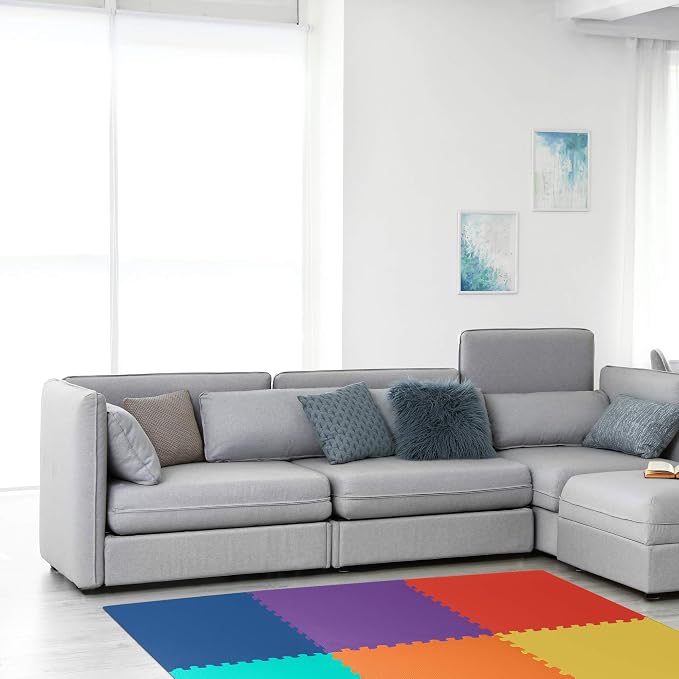 We Sell Mats 1/2 Inch Thickness Multipurpose EVA Foam Floor Tiles, Interlocking Floor Mat for Indoor Gym and Home Use, 24 in x 24 in, Multicolor