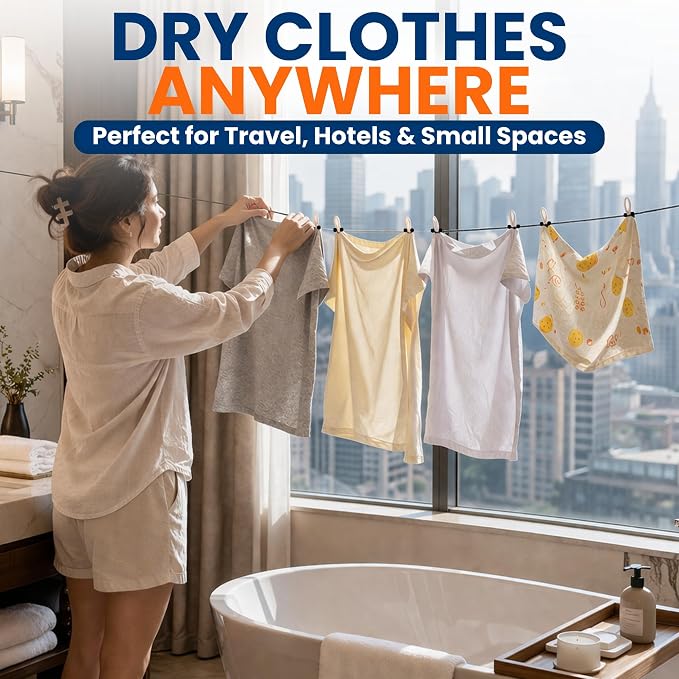 Travel Laundry Detergent Sheets Kit – Laundry Detergent Sheets 50-Count + Lightweight Travel Clothesline & Universal Sink Stopper with Canvas Bag and Frosted Zip Pouch for Hotels, Cruises & Trips