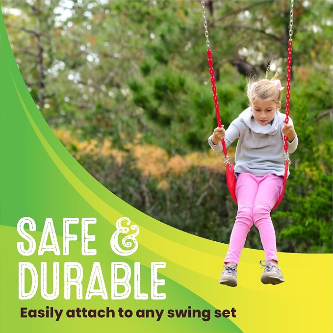 Swurfer Tree Outdoor Swing Set Swings – Playground Swing Seat Replacement, Swing Set Accessories, Easy Installation, Comfortable Heavy Duty Rubber Coated Chains, Weather Resistant, Ages 4 and Up