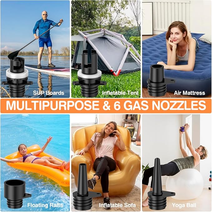 FOWAWU Paddleboard Pump, Sup Pump Electric DC 12V Car Connector, Paddle Board Pump Intelligent Dual Stage Inflation & Deflation