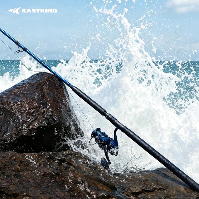 KastKing Kapstan Saltwater Spinning Rod | Boat & Surf Fishing Rod, Lightweight S-Curve Graphite, Stainless Double-Foot Guides,Aluminum Reel Seat, 2-Piece PTS