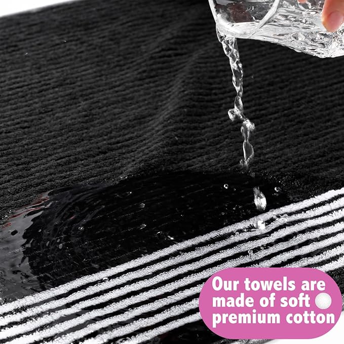 Buryeah Golf Towel 22 x 44 Inch Cotton Golf Caddy Towel Camping Large for Caddies Golfers Tour Players Club with Stripe