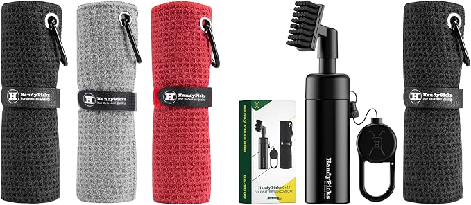 Handy Picks Golf Towels Pack of 3 Golf Water Brush Combo Kit