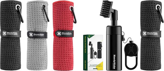 Handy Picks Golf Towels Pack of 3 Golf Water Brush Combo Kit