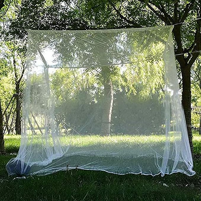 Camping Mosquito Net 6.5'x6.5' Largesize White Outdoor | No-opening 79"x79"x71", Bottom Fixing Strap, Insect Netting Mesh, w/ Carrying Bag for Camping, Picnic, Patio, Trips