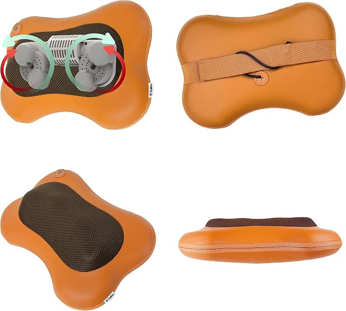 Zyllion Shiatsu Back and Neck Massager with Heat - 3D Electric Kneading Deep Tissue Massage Pillow for Muscle Pain Relief, Brown, ZMA-13