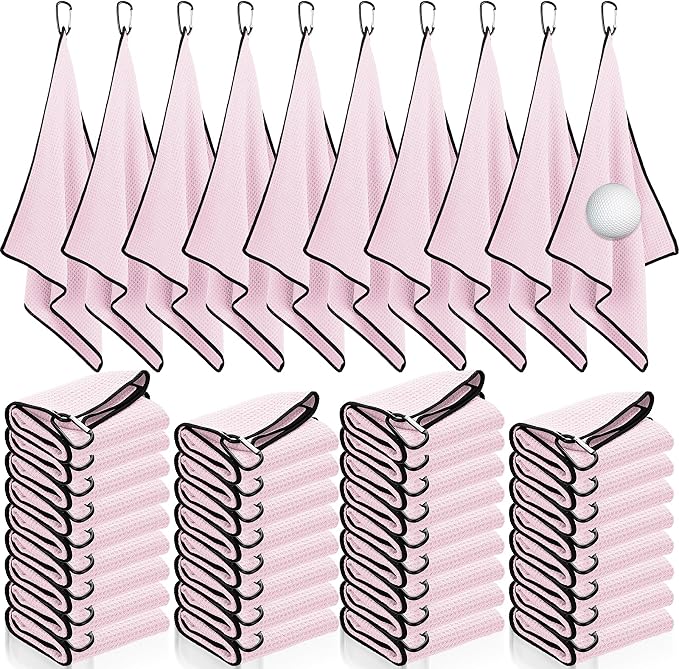 Batiyeer Golf Towels Bulk for Bags 16'' x 24'' Microfiber Waffle Pattern Golf Towels Trifold with Clip for Hiking,Tournament, Yoga