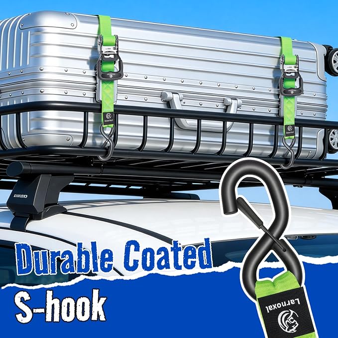 Ratchet Straps, 1.5 inch x 8.2 ft(4 Pack) Heavy Duty Tie Down Straps, Ratchet Tie Down Straps with Soft Loops-5,208 lbs (Green)