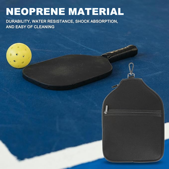PATIKIL Pickleball Paddle Cover Universal 12.2x9.4 Inch, 2 Pack Neoprene Pickleball Racket Sleeve Paddle Storage Bag with Carrying Strap for Pickleball Paddles, Black