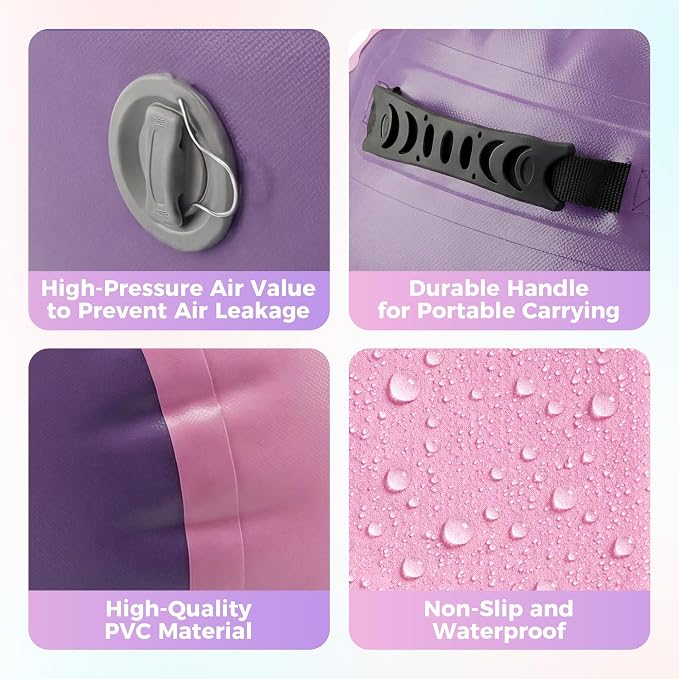 Gymnastics Air Roller Air Barrel Inflatable Tumbling Mat, Gymnastics Air Barrel Inflatable Tumbling Mat, Tumble Track Backhandspring Mat Gymnastic Equipment for Yoga Training Cheerleading Home Use, 20in x 20in x 31in, Pink