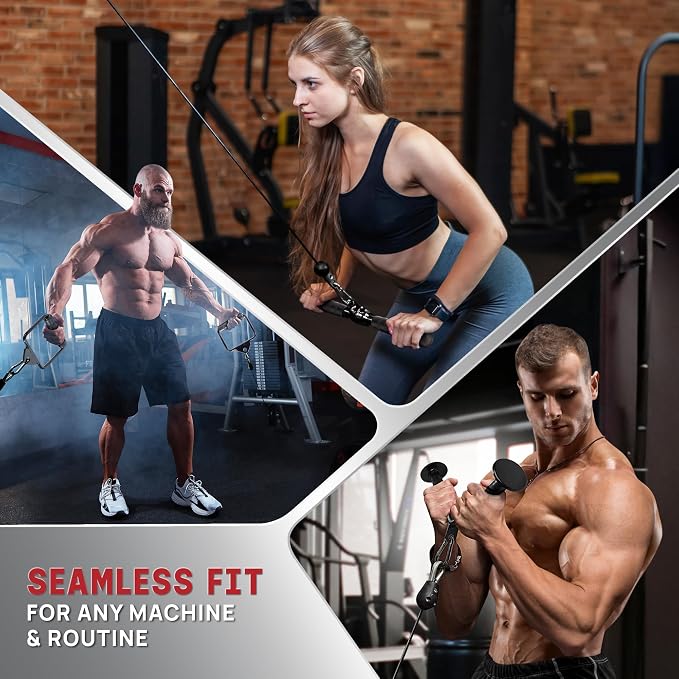 Yes4All Cable Machine Attachment, Row Handles, Tricep Rope, Straight Bar, V Bar, LAT Pulldown Accessories Load 880 LB for Home Gym
