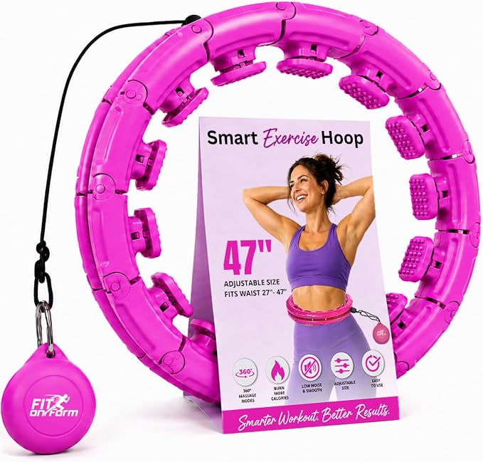 FIT ON FORM Infinity Weighted Hula Hoop for Adults Weight Loss, Smart Exercise Hola Circle Hoop for Women Abs Workout
