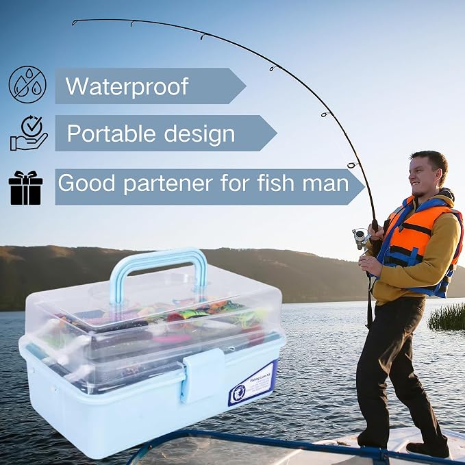 Large 3-Layer Fishing Tackle Box with Tackle Included,450 Pcs Fishing Lures Kit-Contains Pliers, Crankbait, Hooks,Lures,Weights & Accessories, Freshwater Bass Fishing Gear for Men