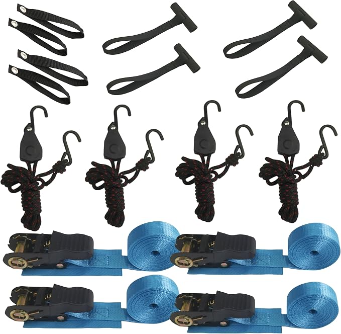 Canoe Ratchet Tie Strap 4 PK -12 FT Used for skis, Canoes, and paddleboards | 1000 LB Breaking Strength