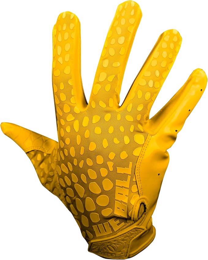 We Ball Sports Hypr-Grip Football Gloves, Men’s Sticky Silicone Palm Receiver Gloves